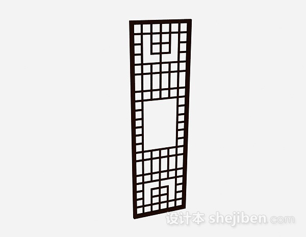 中式木质棕色隔断3d模型下载
