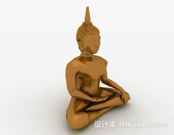 银色金属佛像摆件3d模型下载