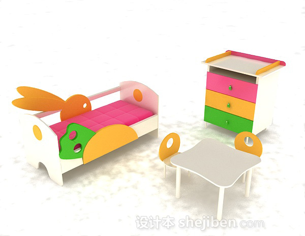 多彩组合儿童床3d模型下载