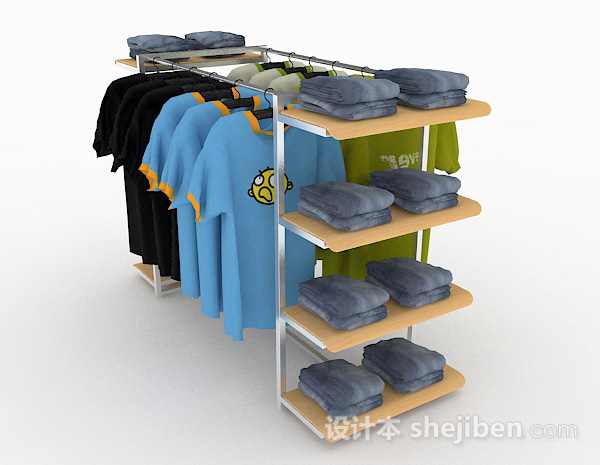 多功能商城衣服展示架3d模型下载