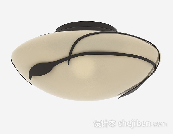 中式风格白色吸顶灯3d模型下载