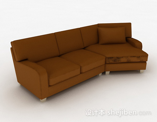 棕色简约多人沙发3d模型下载