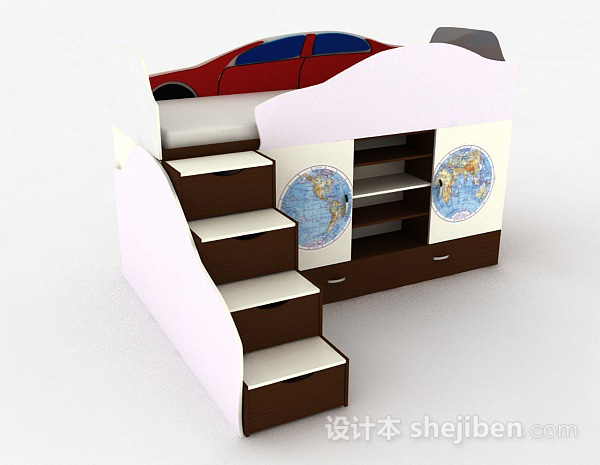 儿童单人床3d模型下载