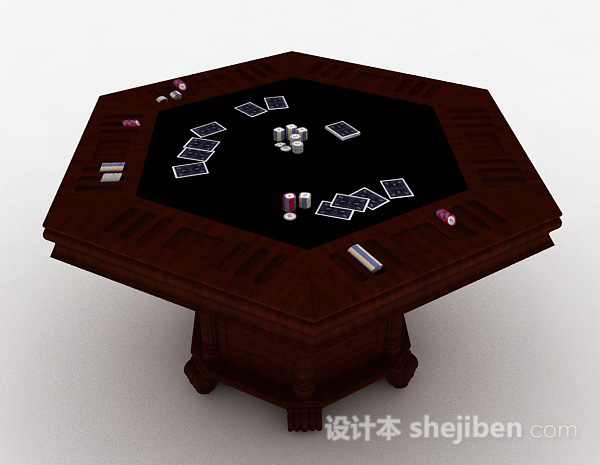 六边形木质赌桌3d模型下载