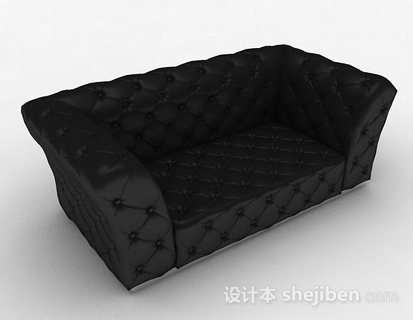 黑色双人沙发3d模型下载