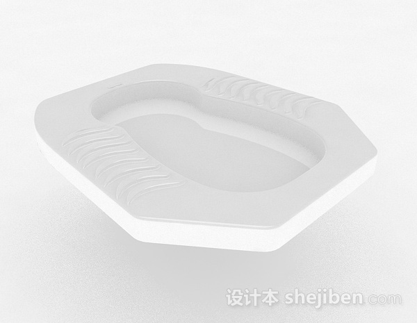 白色卫生间蹲厕3d模型下载