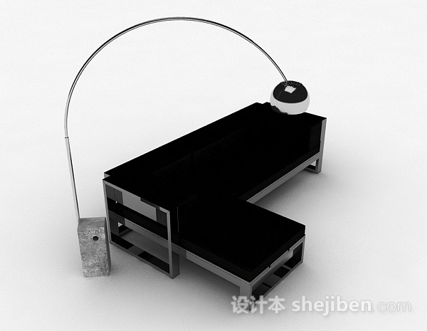 黑色多人沙发3d模型下载