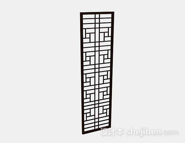 中式木质门3d模型下载