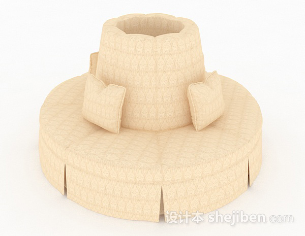 创意黄色圆形休闲沙发3d模型下载