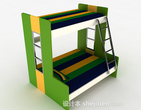 绿色时尚高低床3d模型下载