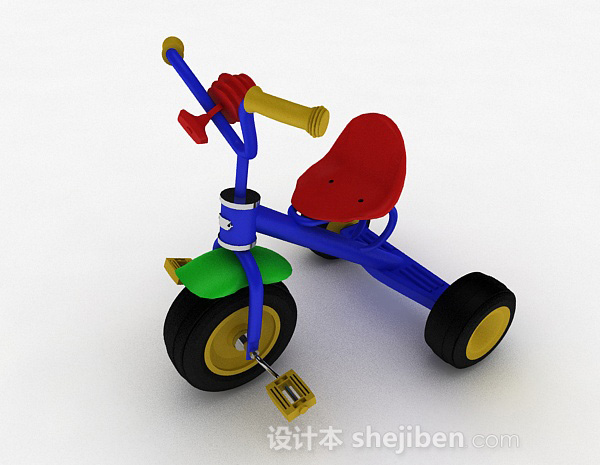 彩色儿童小三轮车3d模型下载