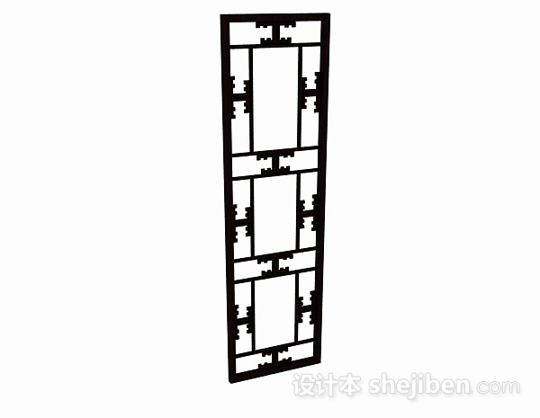 中式木质门3d模型下载