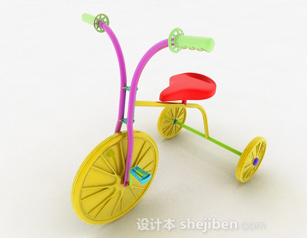 彩色儿童小三轮车3d模型下载