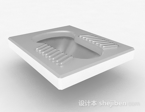 白色卫生间蹲厕3d模型下载