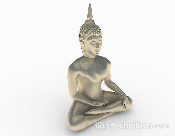 银色金属佛像摆件3d模型下载