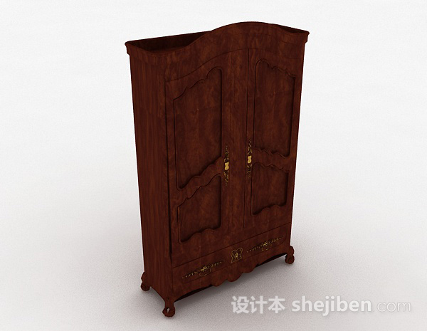 欧式原木双门衣柜3d模型下载