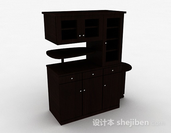 深棕色时尚展示柜3d模型下载