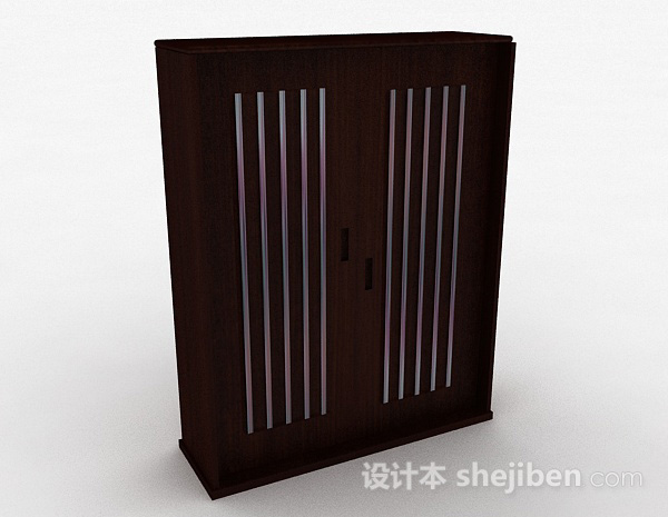 棕色木质衣柜3d模型下载