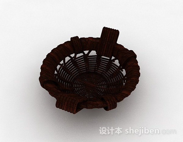 棕色编织果篮3d模型下载