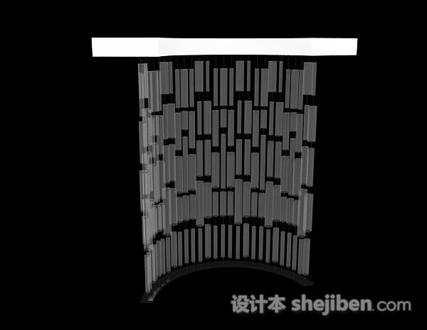 现代风格黑色曲形隔断3d模型下载