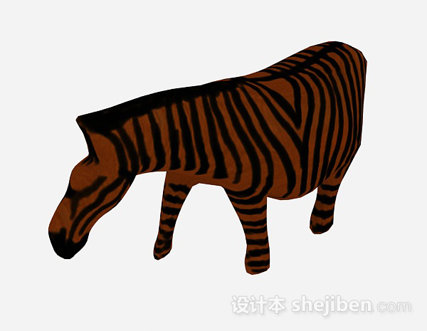棕色斑马雕刻品摆件3d模型下载