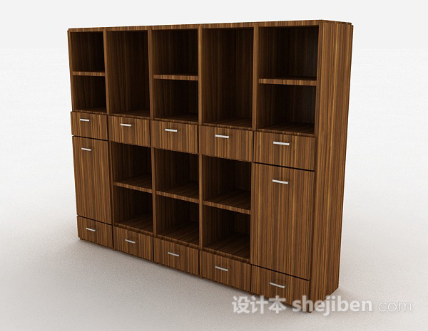 棕色木质展示柜3d模型下载