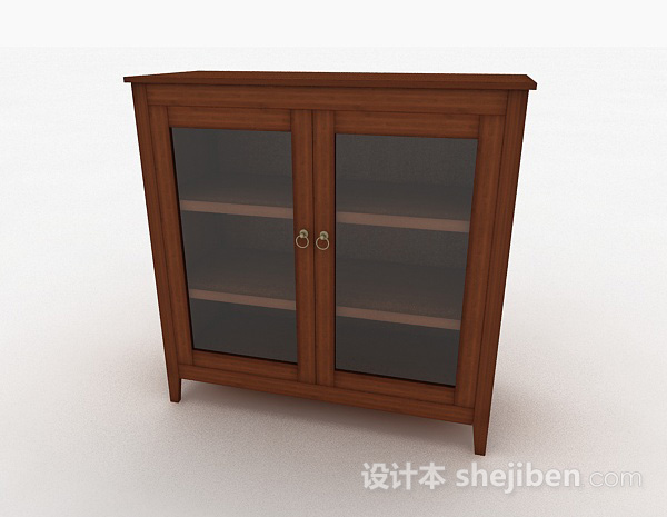 棕色木质储物柜3d模型下载