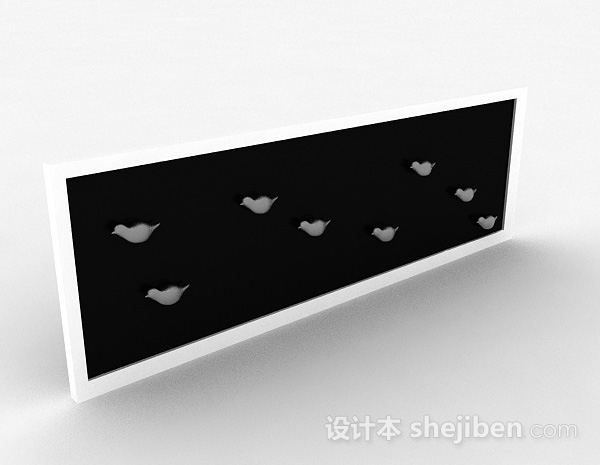 黑色方形家居挂画3d模型下载