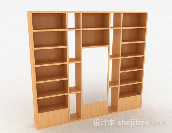 黄色木质简约展示柜3d模型下载