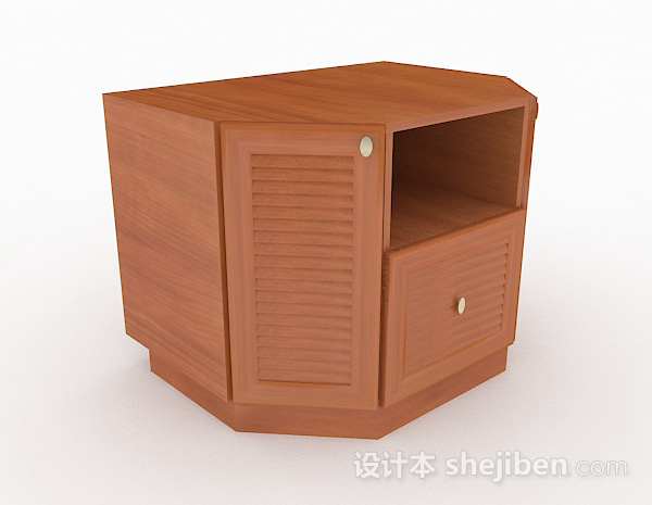 棕色木质床头柜3d模型下载