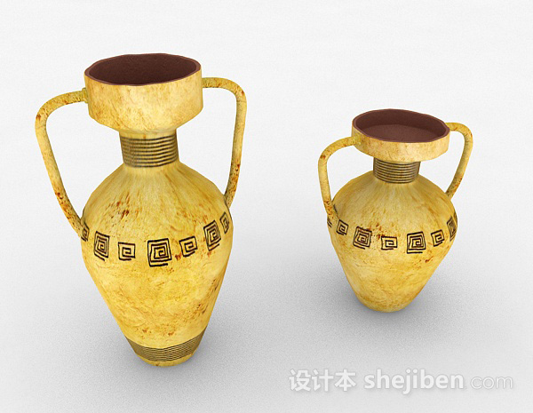 黄色广口水瓶3d模型下载