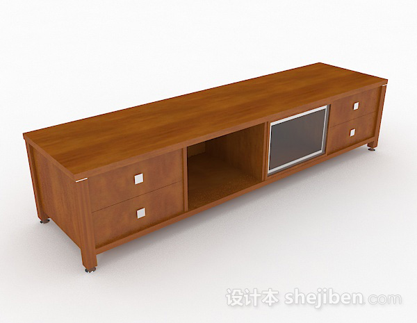 棕色木质电视柜3d模型下载