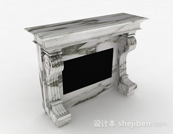 大理石壁炉3d模型下载