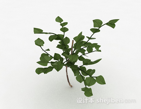 椭圆形树叶灌木3d模型下载