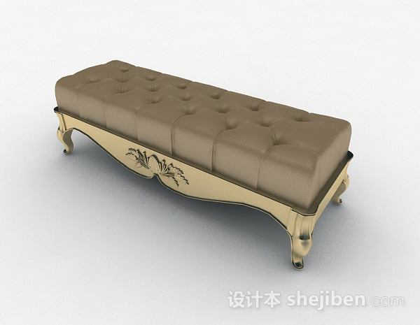 棕色沙发长凳3d模型下载