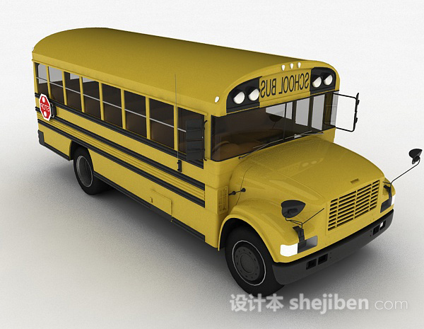 黄色巴士校车3d模型下载