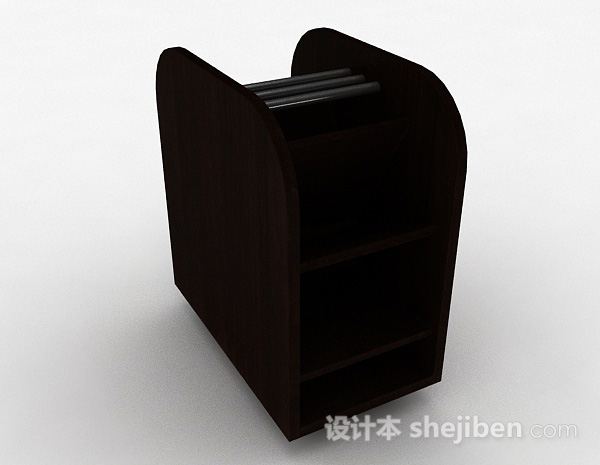 深棕色木质多层展示柜3d模型下载