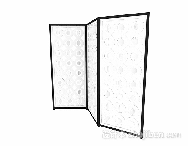 现代风格白色镂空三门隔断3d模型下载