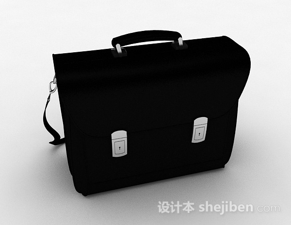 黑色皮质单肩包3d模型下载