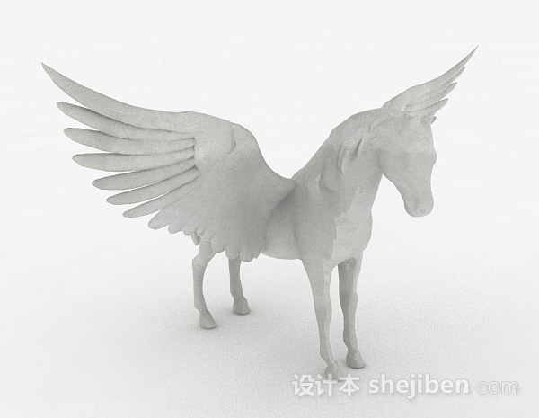 现代风格白色飞马家居摆件3d模型下载