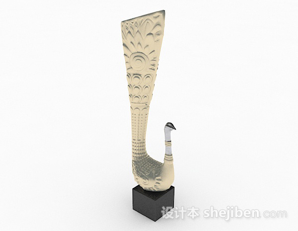 孔雀雕刻摆件3d模型下载