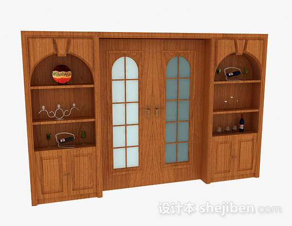 家居木质推门3d模型下载