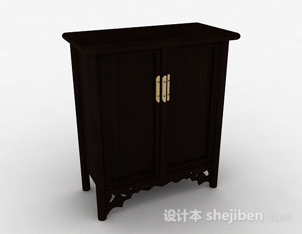 黑色木质立体储物柜3d模型下载