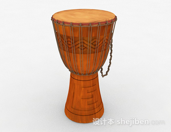 红棕色非洲手鼓3d模型下载