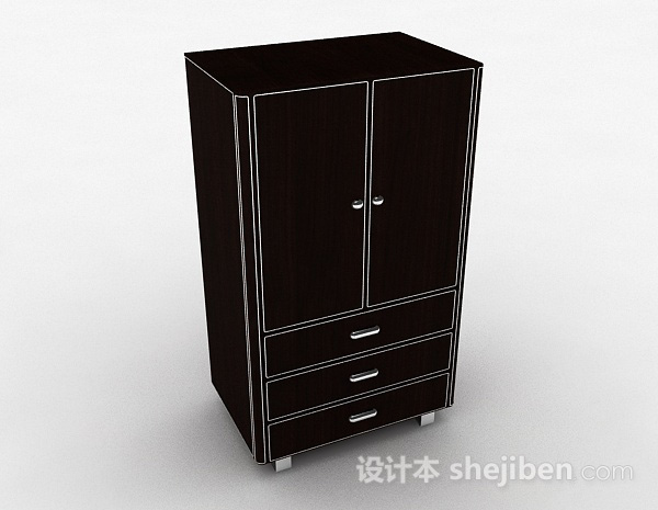 家居简约棕色衣柜3d模型下载