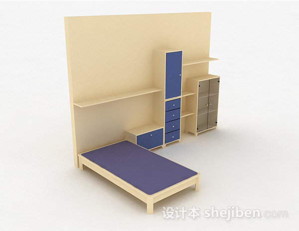 现代风卧室组合柜3d模型下载