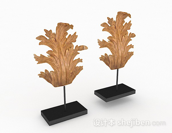 现代风叶子家居摆件3d模型下载
