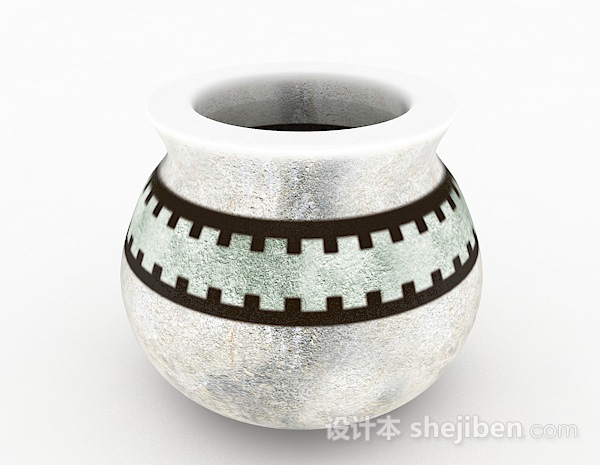中式风格白色花纹瓷器3d模型下载