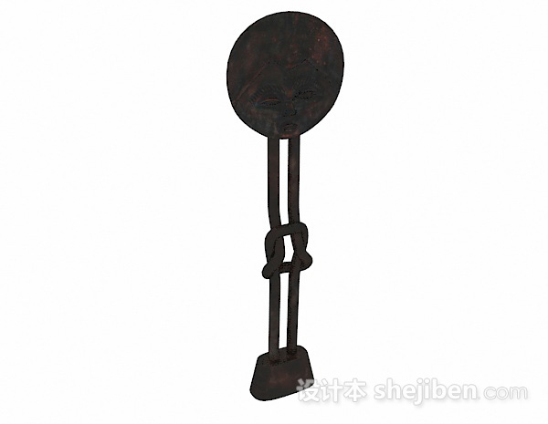 黑色金属人脸面具摆件3d模型下载