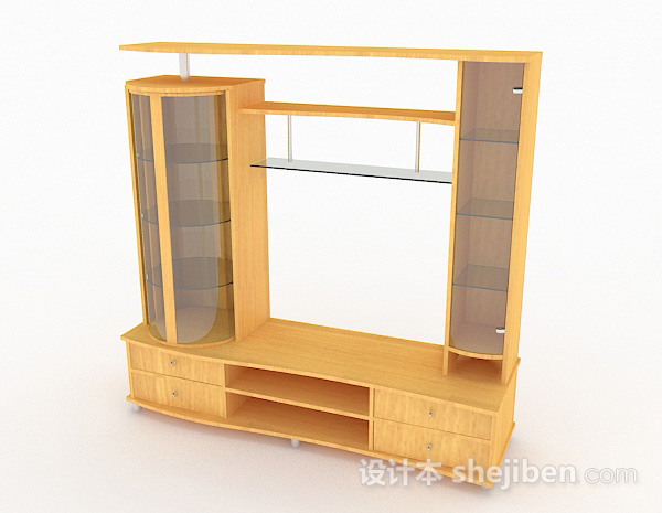 黄色家居电视柜3d模型下载